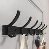 Aluvia Schwarz Wandhakenleiste – Aluminium Kleider- & Handtuchhalter mit Mehrfachhaken | Hohe Tragkraft | Modernes Design