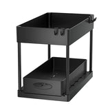 Küchen & Badezimmer Organizer Unter Spüle – Ausziehbares Regal mit Haken | Schrank Aufbewahrungssystem