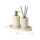 TerraViva Travertin Badaccessoires Set – Naturstein Badezimmer Set | Exklusive Spa-Optik | Stilvolle Organisation
