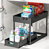 Küchen & Badezimmer Organizer Unter Spüle – Ausziehbares Regal mit Haken | Schrank Aufbewahrungssystem