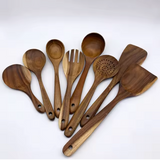 NaturEssence Premium Holz-Küchenhelfer-Set mit Aufbewahrungsgefäß – 5-teiliges Kochbesteck aus Naturholz | Schonendes Kochutensilien-Set für Antihaftgeschirr | Nachhaltiges Küchenorganisations-Set