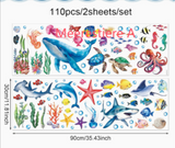 OceanDream Premium Meerestiere Wandtattoos Kinderzimmer & Bad PVC – Selbstklebende Unterwasser Wandaufkleber mit Delfin, Schildkröte & Fisch | Kreative Kinder Wanddeko rückstandslos entfernbar | Fantasievolle Raumgestaltung