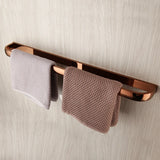 Monoria Premium Badaccessoire Set Roségold 5-teilig Wandmontage aus Massivmessing – Luxus Badezimmer Komplettset | Elegantes Hotel-Design für stilvolle Badgestaltung | Korrosionsbeständige Sanitär-Accessoires