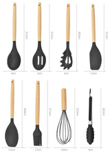 CookMaster Pro Küchenutensilien-Set – 12-teiliges Silikon-Kochset mit Holzgriffen | hitzebeständige Küchenhelfer | stilvolle Premium-Küchenausstattung