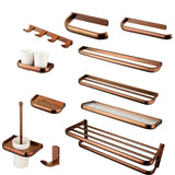 Monoria Premium Badaccessoire Set Roségold 5-teilig Wandmontage aus Massivmessing – Luxus Badezimmer Komplettset | Elegantes Hotel-Design für stilvolle Badgestaltung | Korrosionsbeständige Sanitär-Accessoires