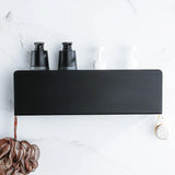 RaumFix Wandregal Schwarz – Badezimmer Regal Aluminium | Duschablage mit Haken | Modern & Platzsparend