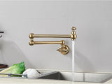 Designer Wand Wasserhahn Küche Goldoptik – Kaltwasserarmatur | Schwenkbarer Hahn | Platzsparend & Elegant