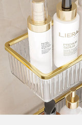 CrystalCorner Premium Acryl Eckregal Selbstklebend Transparent – Bohrfreies Badezimmer Wandregal | Platzsparender Organizer für Dusche, Kosmetik & Pflegeprodukte | Modernes Badzubehör