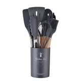 CookMaster Pro Küchenutensilien-Set – 12-teiliges Silikon-Kochset mit Holzgriffen | hitzebeständige Küchenhelfer | stilvolle Premium-Küchenausstattung