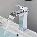 Aurevia Lavaboarmatur – Goldene Lavaboarmatur mit Wasserfallauslauf | Gebürstete Edelstahlarmatur | Einhebelmischer für Warm- und Kaltwasser