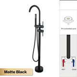 Aurelia Noir Bodenarmatur mit Handbrause – Freistehende Badarmatur aus Messing | Elegantes Design | Präzise Wassersteuerung