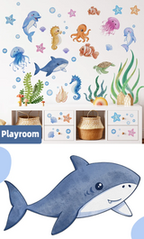 OceanDream Premium Meerestiere Wandtattoos Kinderzimmer & Bad PVC – Selbstklebende Unterwasser Wandaufkleber mit Delfin, Schildkröte & Fisch | Kreative Kinder Wanddeko rückstandslos entfernbar | Fantasievolle Raumgestaltung