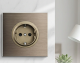 SmartConnect Wandsteckdose Aluminium Braun – Schuko Steckdose mit USB & LAN | Unterputz Anschlussdose | Modernes Design