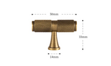 LuxGrip T-Möbelgriff aus Messing – Gerändelter Retro Griff | Antik Bronze Optik | Industrie Design Highlight
