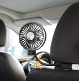 KlimaFahrt Zweifach-Fahrzeugventilator – Autolüfter mit USB-C-Anschluss | 3 Luftstufen & Doppelgebläse | LED-Beleuchtung für Rücksitze