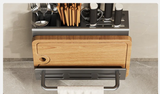 KnifeRack Pro Wandhalter Edelstahl für Messer & Schneidebrett – Platzsparendes Küchenregal mit Doppelfunktion | Hygienische Aufbewahrungslösung für moderne Küchen | Robuster Küchenorganizer