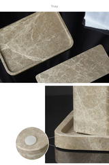 MarmoraImperial Badaccessoires Set Naturmarmor – 7-teiliges Badezimmer Set | Exklusive Eleganz | Hochwertige Spa-Ausstattung