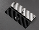 AquaLine Pro Premium Fliesen-Einleger Duschrinne Edelstahl 304 – Lineare Duschablaufgarnitur 600 mm | Geruchsdichte Design-Duschrinne mit Haarfang & Anti-Verstopfungssystem | Modernes Badablaufsystem in gebürstetem Gold & Grau
