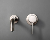 WallFlow Wandarmatur für Waschbecken aus Messing – Einhebelmischer im Edelstahleffekt | Platzsparend | Modernes Design