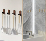 Walnora Holz Wandhaken Set – Selbstklebende Kleiderhaken aus Walnussholz | Bohrenfrei | Skandinavisches Design