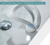 CascadeLume Premium Wasserfall Waschtischarmatur Einhebel Weiß Messing – Moderne Einloch Badarmatur mit Warm- und Kaltwasser | Elegantes Design mit Wasserfallauslauf | Stilvolle Badezimmerlösung