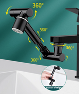AquaDreh Flex Strahlregler für Wasserhahn – 360° schwenkbarer Auslaufaufsatz mit Ausziehfunktion und Wassersparsystem