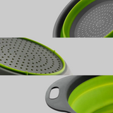 FlexiFlow Pro Faltbares Silikon-Abtropfsieb mit Edelstahlkern – Multifunktionaler Küchenkorb zum Waschen, Abgießen & Filtern | Platzsparender Siebkorb für Obst, Gemüse & Pasta