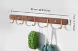 Lignora Wandgarderobe mit 5 Haken – Schwarze Holzgarderobe für Flur & Bad | Platzsparend | Stilvolle Aufbewahrungslösung