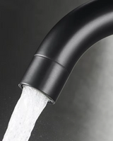 AquaSpin Waschbeckenarmatur Schwarz Nickel – Edelstahl Einhebelmischer | 360° Drehbarer Auslauf | Modernes Bad Design