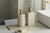 TerraViva Travertin Badaccessoires Set – Naturstein Badezimmer Set | Exklusive Spa-Optik | Stilvolle Organisation