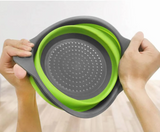 FlexiFlow Pro Faltbares Silikon-Abtropfsieb mit Edelstahlkern – Multifunktionaler Küchenkorb zum Waschen, Abgießen & Filtern | Platzsparender Siebkorb für Obst, Gemüse & Pasta