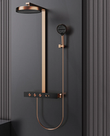 GoldRain Unterputz Duschsystem mit Thermostat – Regendusche in Goldoptik | Konstante Temperatur | Luxus Badlösung