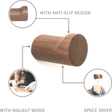 Natura Nussbaum Wandhaken Set – Handgefertigte Holzhaken für Kleidung & Accessoires | Rutschfest | Zeitloses Design