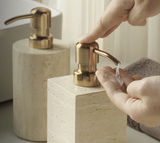 TerraViva Travertin Badaccessoires Set – Naturstein Badezimmer Set | Exklusive Spa-Optik | Stilvolle Organisation