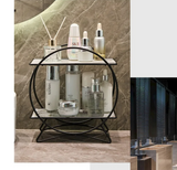 LuxeTier Doppelablage Kosmetik Organizer – Zweistöckiges Aufbewahrungsregal in Gold/Schwarz | Marmoroptik Schalen | Elegante Ordnung