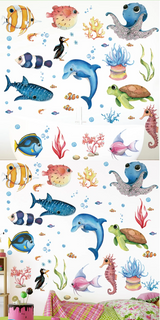 OceanDream Premium Meerestiere Wandtattoos Kinderzimmer & Bad PVC – Selbstklebende Unterwasser Wandaufkleber mit Delfin, Schildkröte & Fisch | Kreative Kinder Wanddeko rückstandslos entfernbar | Fantasievolle Raumgestaltung