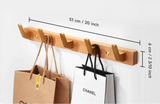 Lignora Wandgarderobe mit 5 Haken – Schwarze Holzgarderobe für Flur & Bad | Platzsparend | Stilvolle Aufbewahrungslösung