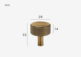 LINEORA T-Bar Möbelgriff Antik Messing – 128 mm | Massives Messing | Linearer Designgriff für Schrank & Schublade