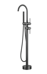 Aurelia Noir Bodenarmatur mit Handbrause – Freistehende Badarmatur aus Messing | Elegantes Design | Präzise Wassersteuerung