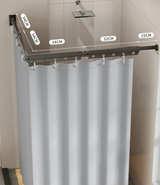 AquaFold Komfort Duschvorhang Set – Faltbares Magnetsystem mit Teleskopstange | Wasserdicht | Ohne Bohren Montage