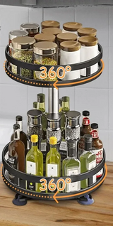 SpiceSpin Elite 360° Drehbarer Gewürz-Organizer für die Küche – Rotierendes Gewürzregal mit Anti-Rutsch-Basis | Platzsparender Küchen-Organizer für Gewürze, Dosen & Teebehälter