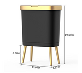 Luxora Slim Design-Mülleimer mit Deckel – schlanker Abfalleimer für Bad, Schlafzimmer und Küche | geruchsdicht, haustiersicher & modern mit goldenen Akzenten