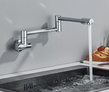 Designer Wand Wasserhahn Küche Goldoptik – Kaltwasserarmatur | Schwenkbarer Hahn | Platzsparend & Elegant