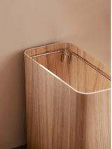 WoodClean Design Abfalleimer mit Pressdeckel – Rechteckiger Holz Mülleimer für Wohnzimmer & Büro | Geruchsdicht | Stilvolle Aufbewahrung