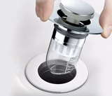 AquaDrain SmartFlow Universal-Abflussstopfen mit Pop-up-System – 2-in-1 Haarfilter & Geruchsschutz für Bad, Küche & Dusche