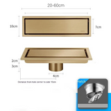 GoldenFlow Invisible Dusch-Bodenablauf 304 Edelstahl – Verdeckter Geruchsstop-Abfluss | 5,5 Zoll Quadrat | Gold gebürstet
