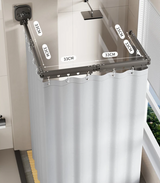 AquaFold Komfort Duschvorhang Set – Faltbares Magnetsystem mit Teleskopstange | Wasserdicht | Ohne Bohren Montage