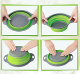 FlexiFlow Pro Faltbares Silikon-Abtropfsieb mit Edelstahlkern – Multifunktionaler Küchenkorb zum Waschen, Abgießen & Filtern | Platzsparender Siebkorb für Obst, Gemüse & Pasta