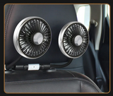 KlimaFahrt Zweifach-Fahrzeugventilator – Autolüfter mit USB-C-Anschluss | 3 Luftstufen & Doppelgebläse | LED-Beleuchtung für Rücksitze