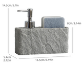 GranitoClean Design-Seifenspender mit Ablage – Küchen- & Badspender | Saubere Ordnung | Steinoptik Eleganz